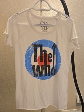 Chaser The Who Logo Tee in White, Blue & Pink